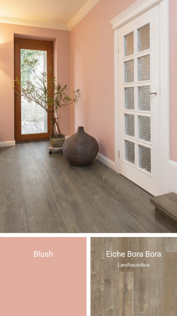 Boden und Wandfarbe: Blush & Landhausdiele Eiche Bora Bora