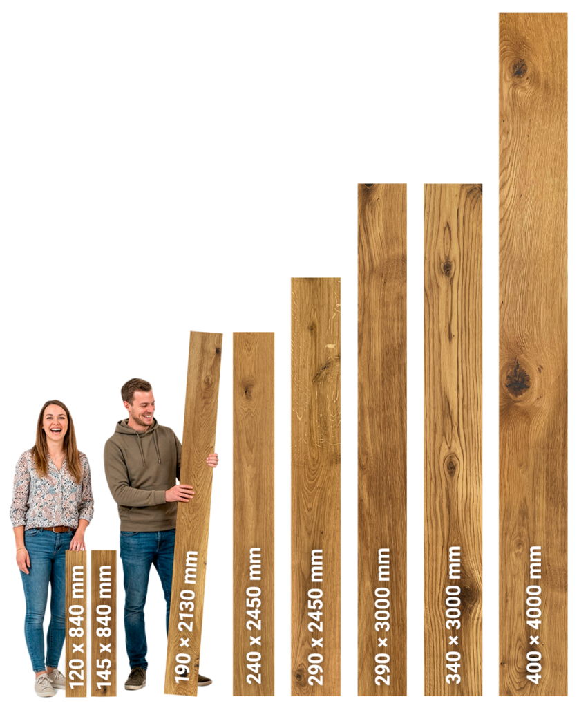 Grafik Dielen- und Fischgrätriesen mit Personen als Beispiel (mit KI-modifiziert)